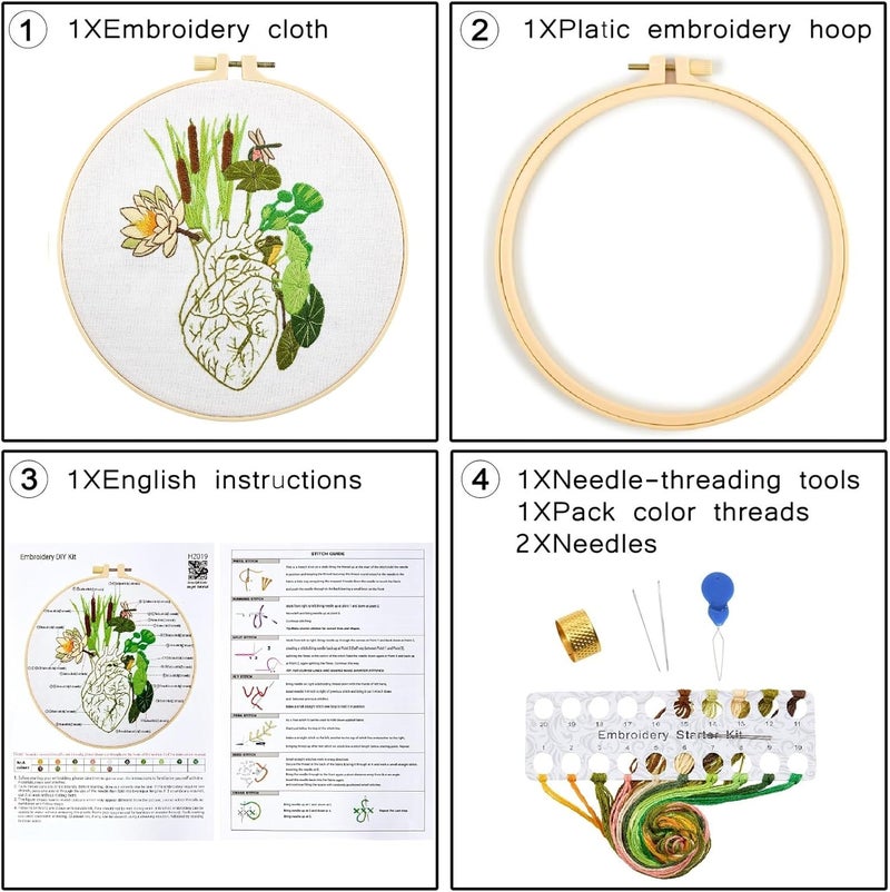 Crafmanoe Embroidery Kits for Beginners Adults, Heart Embroidery Starter Kits Counted Cross Stitch Kits for Beginners Adults Hobbies Set for Women, Embroidery Fabric, Thread, Hoops, and Video Tutorial - Image 3
